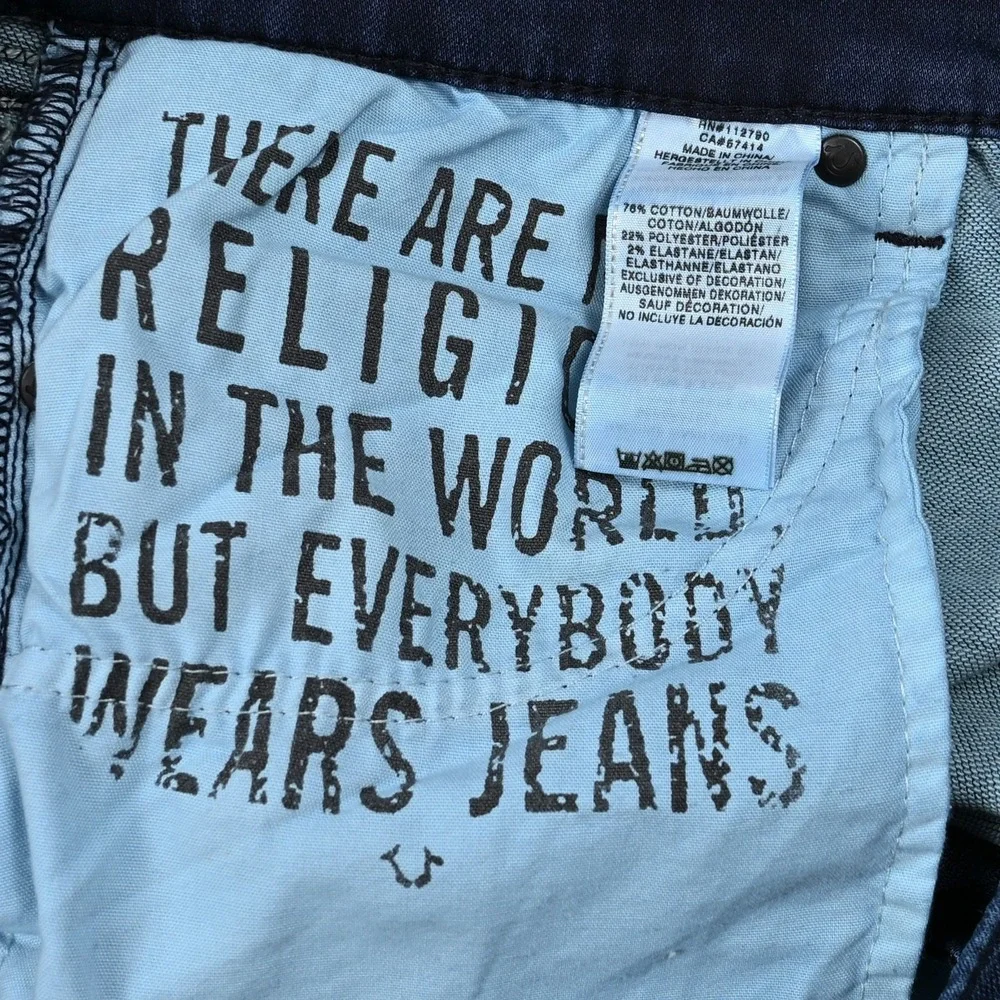 True Religion Men's Rocco Relaxed Skinny Jeans Size 38 Moto Ribbed Biker Hip Hop